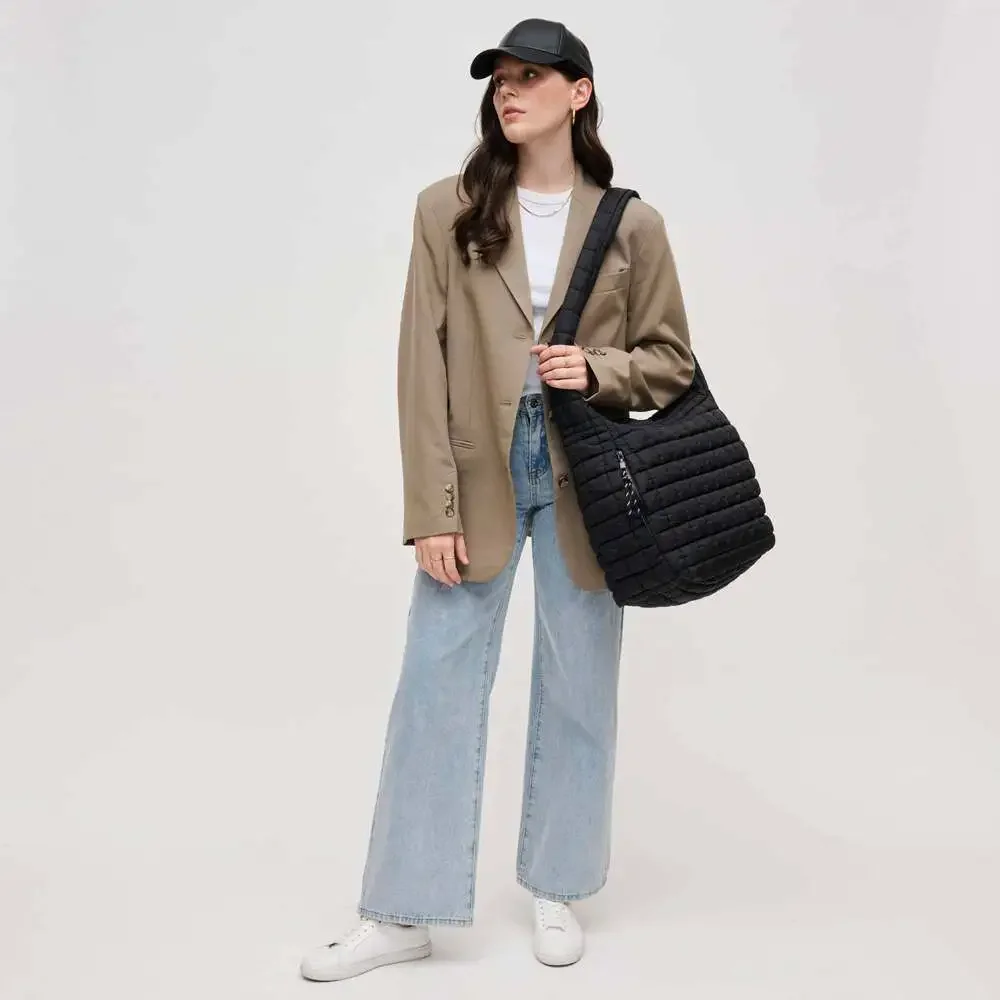 Leda Quilted Nylon Puffer Hobo: Sage